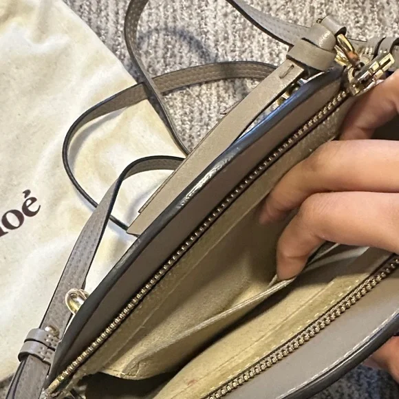 Chloe beige leather and suede pixie round Crossbody Bag - Picture 5 of 9